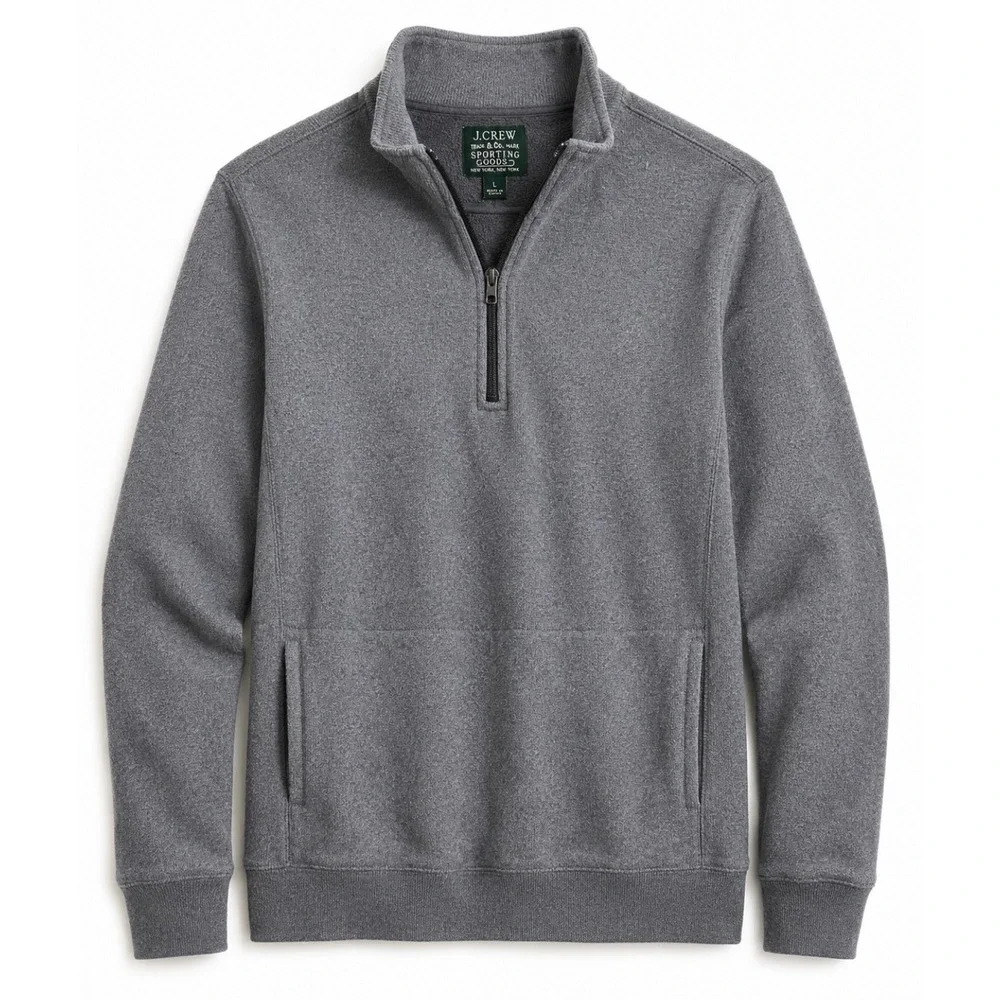 J.Crew Sporting Goods Men's Large Gray Quarter Zip Pullover Sweater